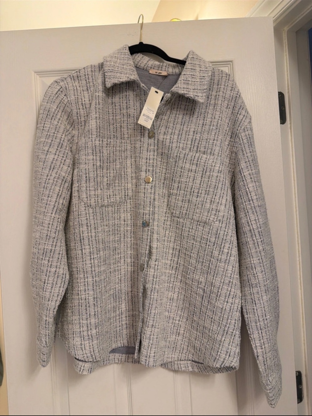 Francesca’s Light Gray Tweed Shacket Jacket - Women